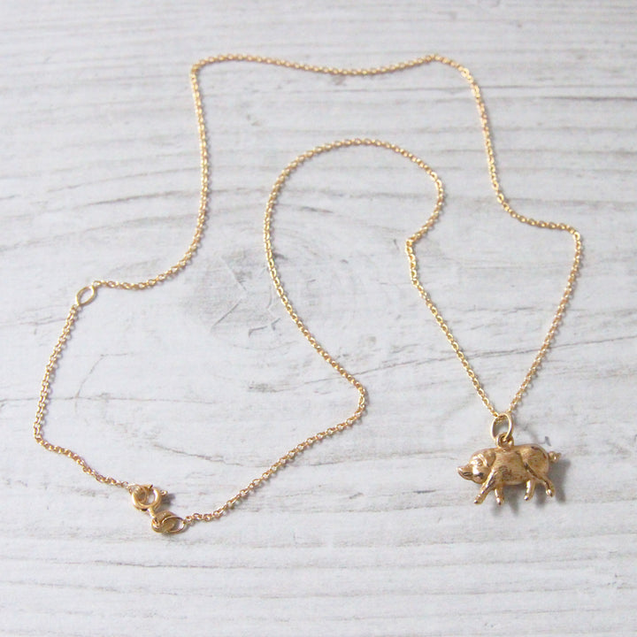 Vintage 9ct Gold 'Lucky Pig' Charm Pendant