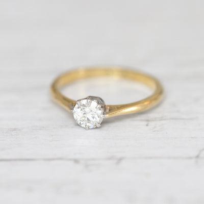 Edwardian 0.52 Carat Old European Cut Diamond Solitaire