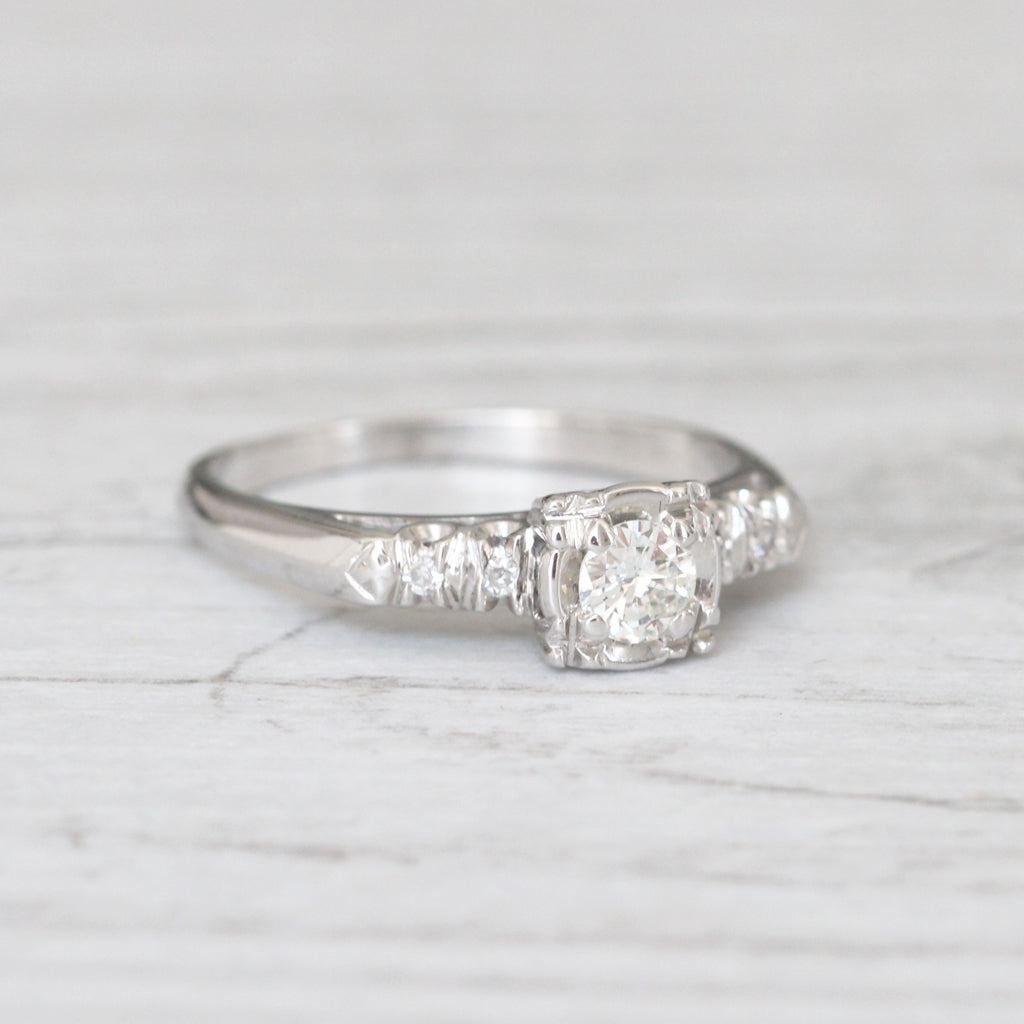 Art Deco 0.22 Carat Transitional Cut Diamond Solitaire