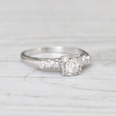 Art Deco 0.22 Carat Transitional Cut Diamond Solitaire