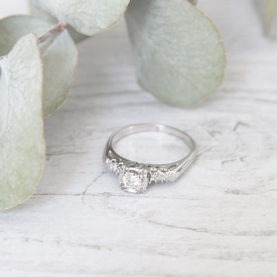 Art Deco 0.22 Carat Transitional Cut Diamond Solitaire