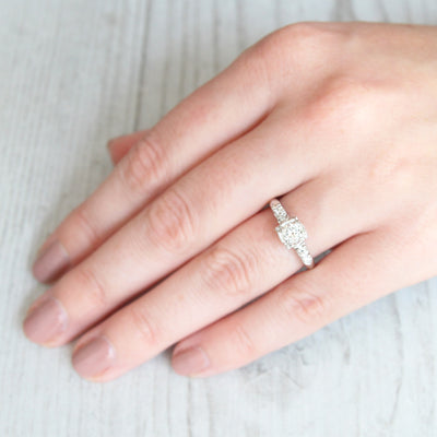 Art Deco 0.22 Carat Transitional Cut Diamond Solitaire