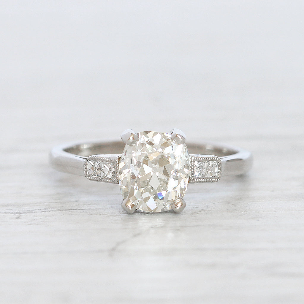 Art Deco 1.70 Carat Old Mine Cut Diamond Solitaire