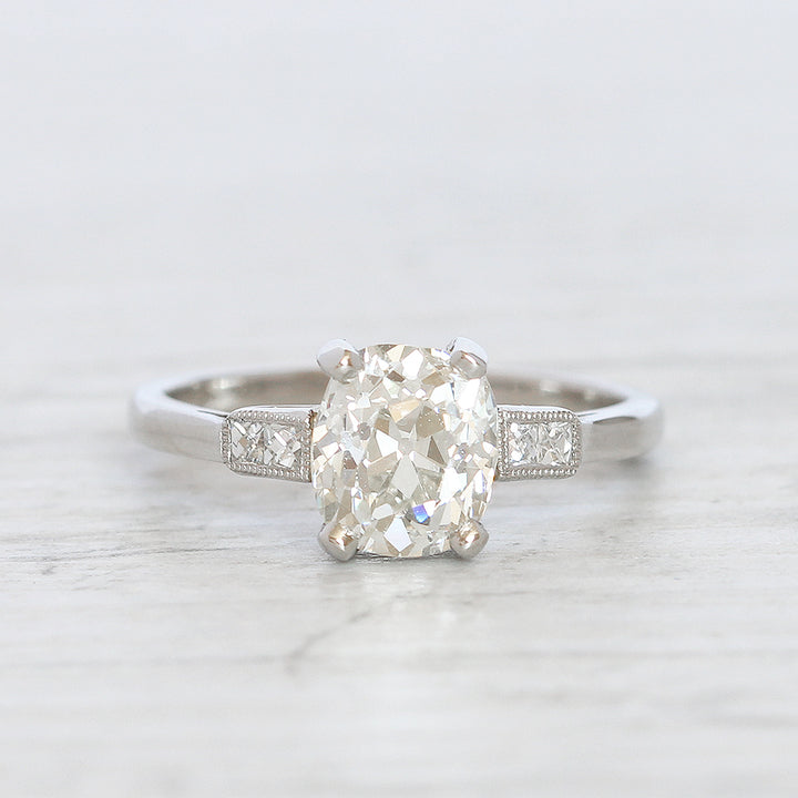 Art Deco 1.70 Carat Old Mine Cut Diamond Solitaire