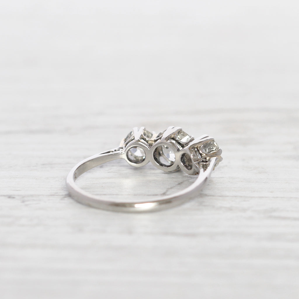 Art Deco 1.55 Carat Old European Cut Diamond Three Stone