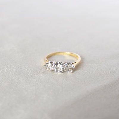 Vintage 1.35 Carat Old European Cut Diamond Three Stone