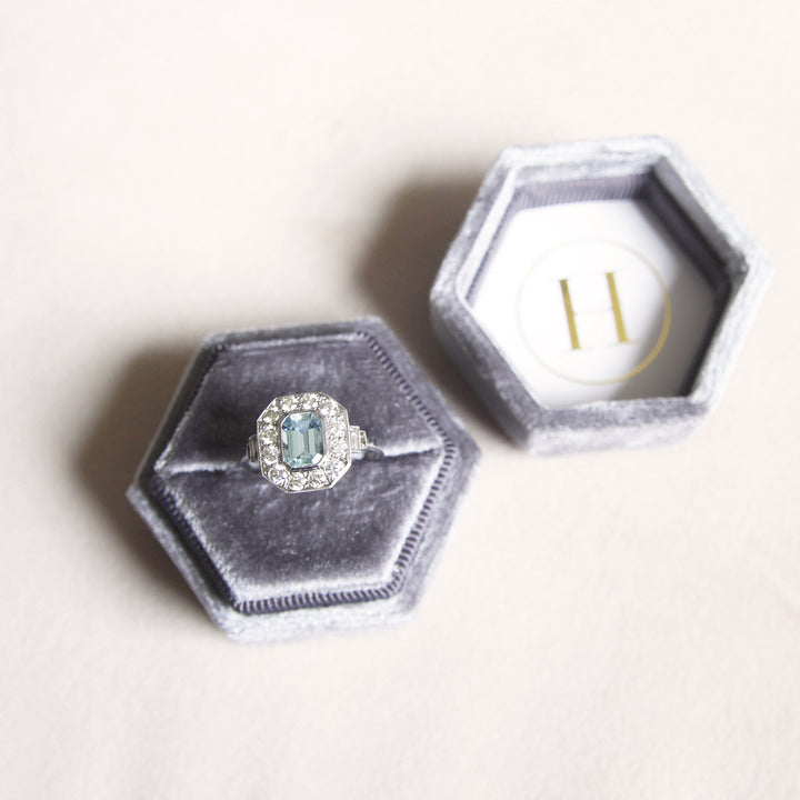Art Deco Style 1 Carat Aquamarine and Diamond Cluster