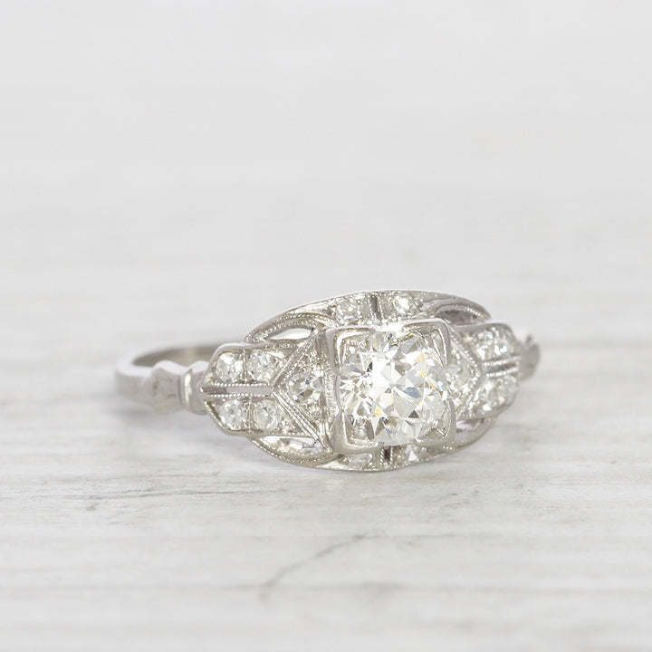 Art Deco 0.60 Carat Old European Cut Diamond Ring