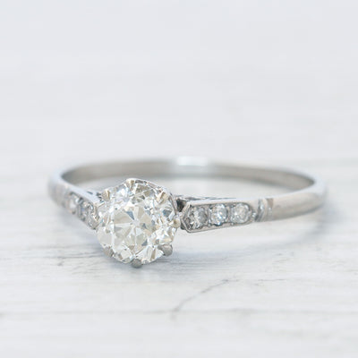 Art Deco 0.89 Carat Old European Cut Diamond Solitaire