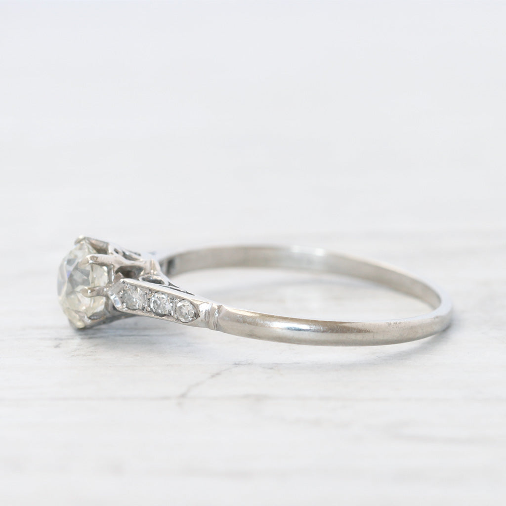 Art Deco 0.89 Carat Old European Cut Diamond Solitaire