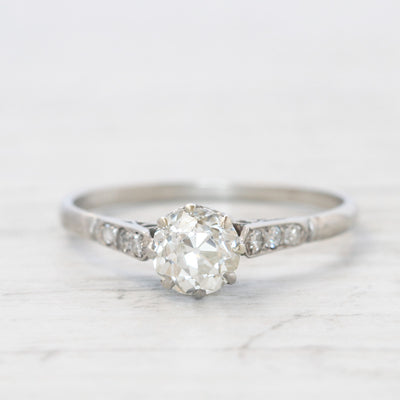 Art Deco 0.89 Carat Old European Cut Diamond Solitaire