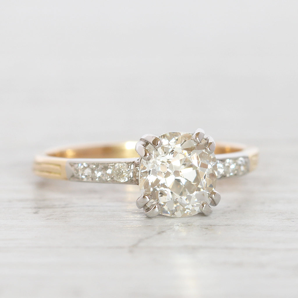 Art Deco 1.59 Carat Old Mine Cut Diamond Solitaire