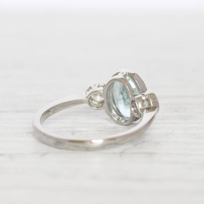 Vintage Style 1.40 Carat Aquamarine and Diamond Three Stone