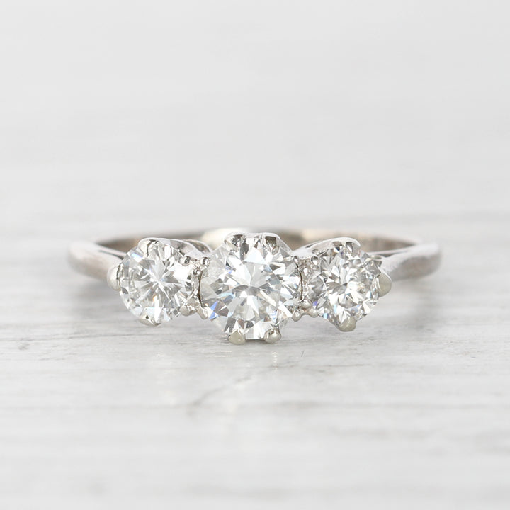 Vintage 0.89 Carat Brilliant Cut Diamond Three Stone