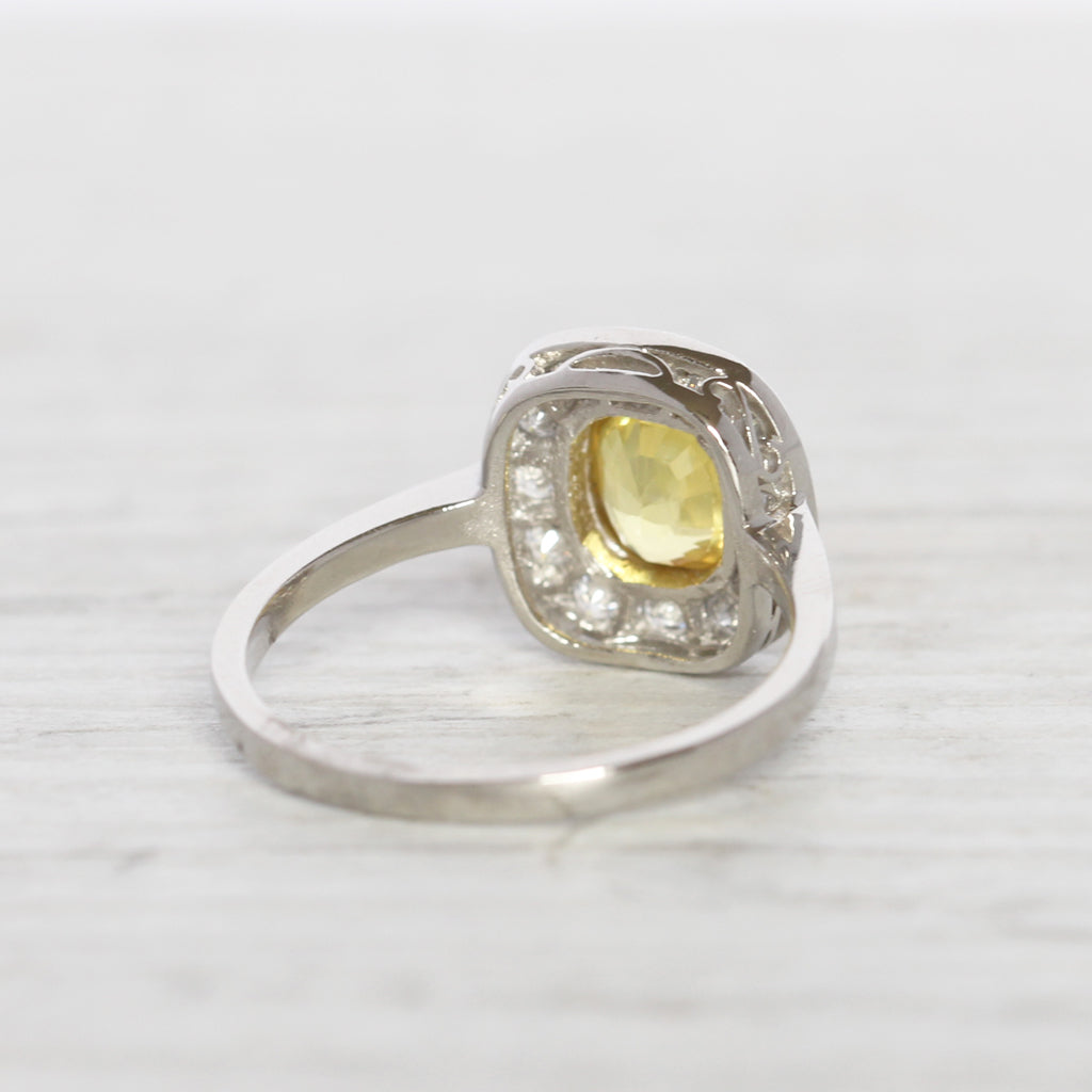 Vintage Style 1.10 Carat Yellow Sapphire and Diamond Cluster