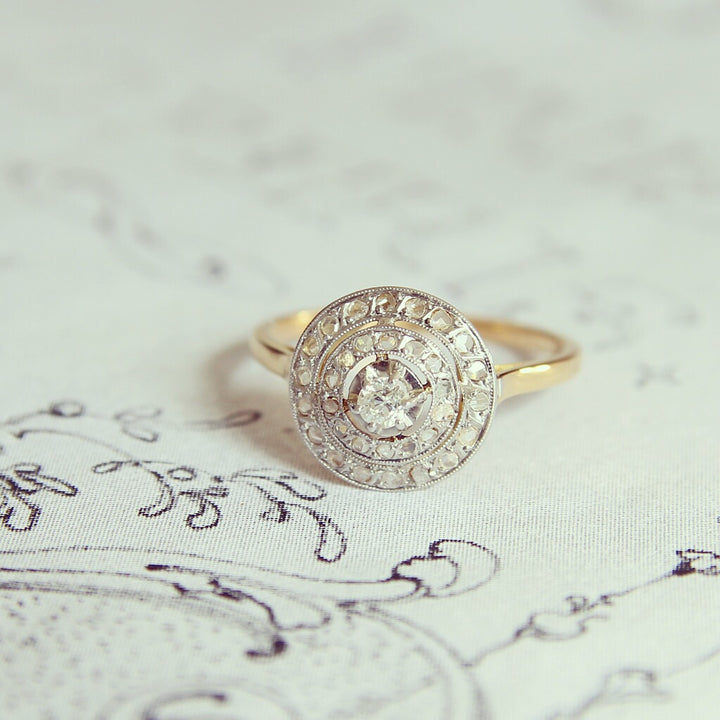 Edwardian Old Cut Diamond Double Halo Ring