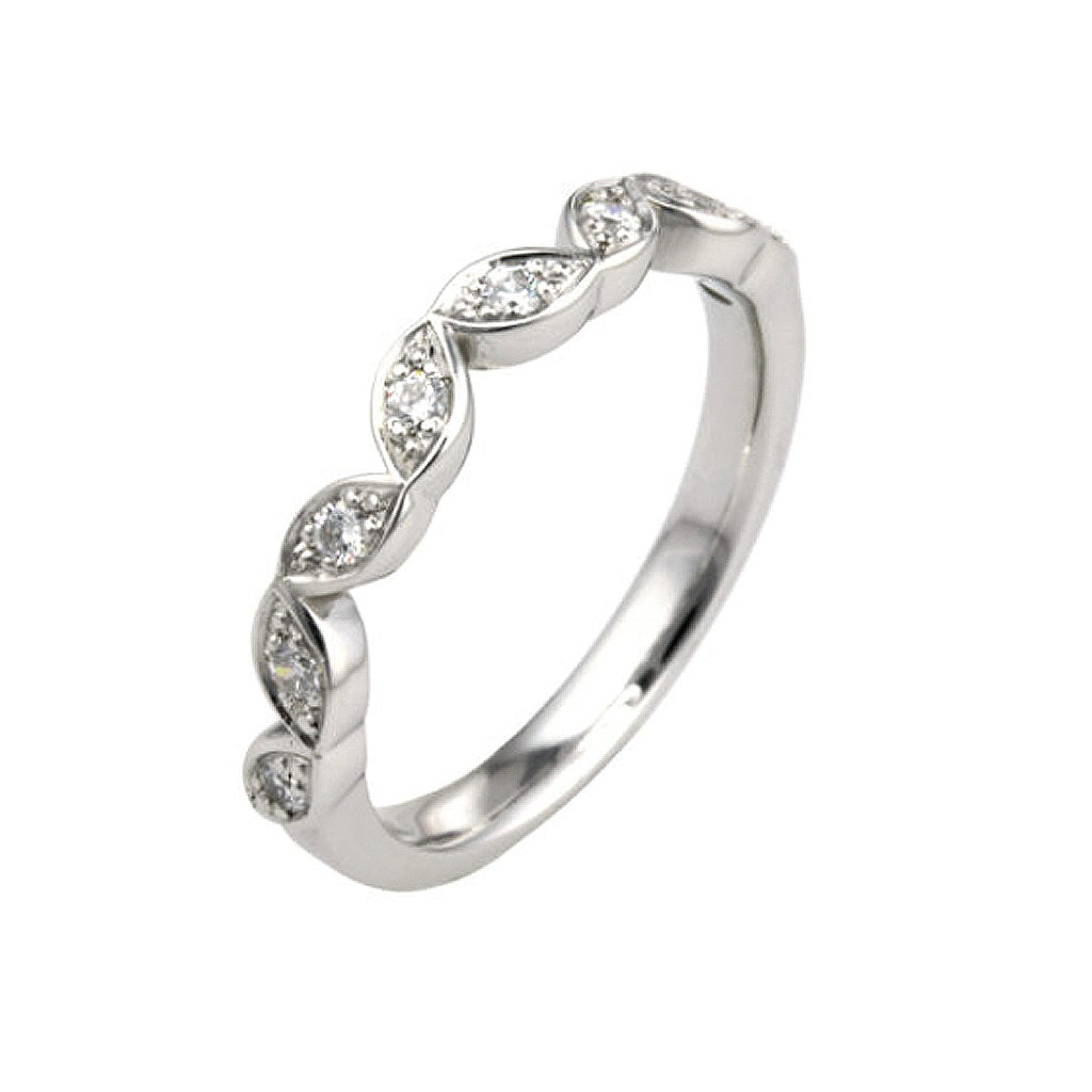 Vintage Style Shaped Diamond Set Wedding Band