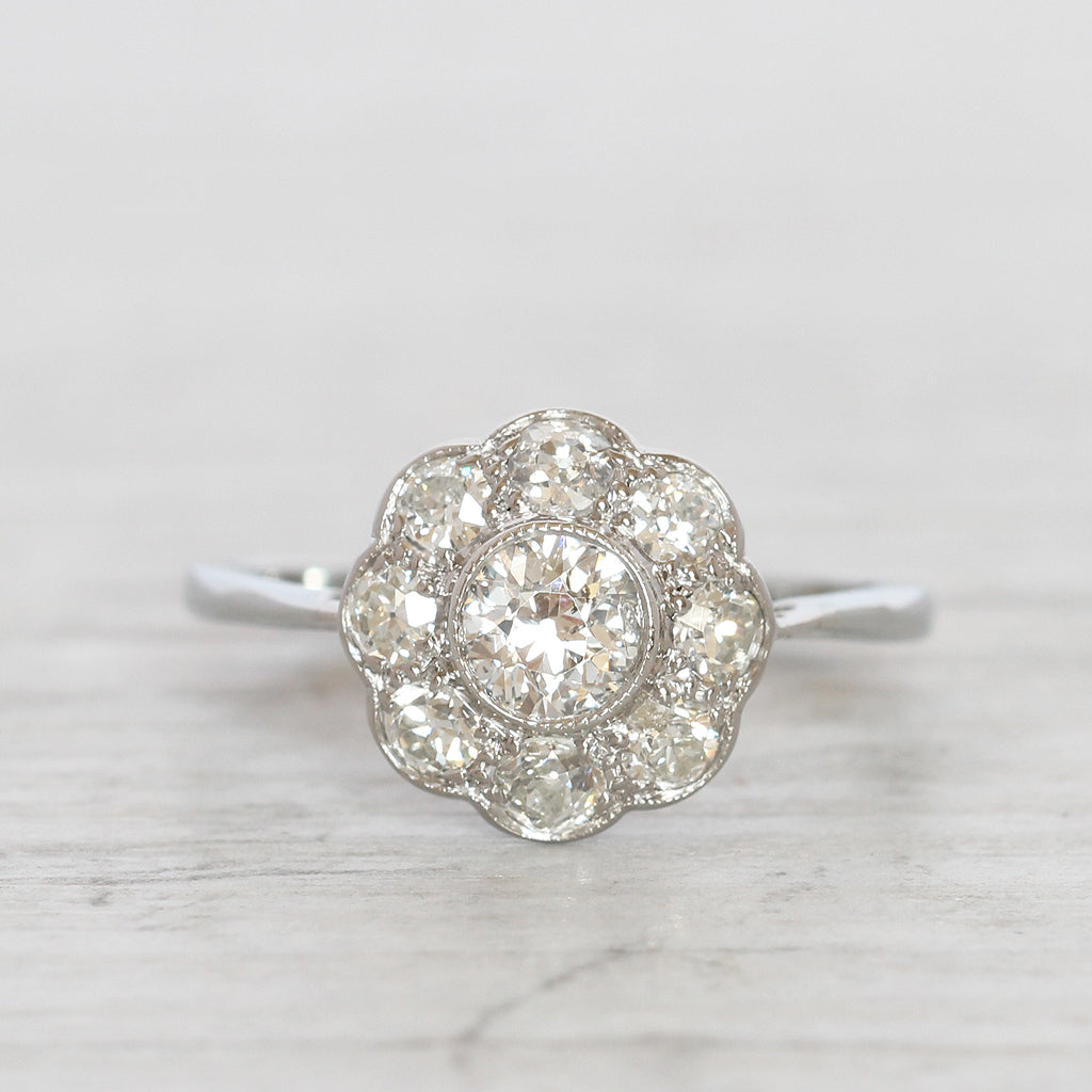 Art Deco 1.30 Carat Old European Cut Diamond Daisy Cluster