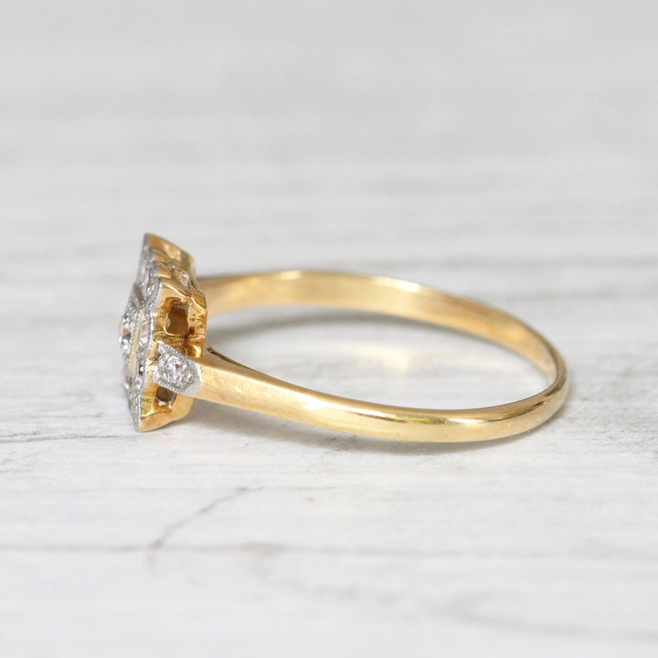 Edwardian 0.19 Carat Diamond Square Cluster Ring
