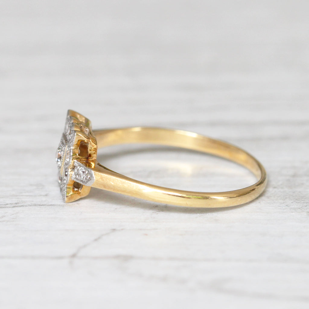 Edwardian 0.19 Carat Diamond Square Cluster Ring