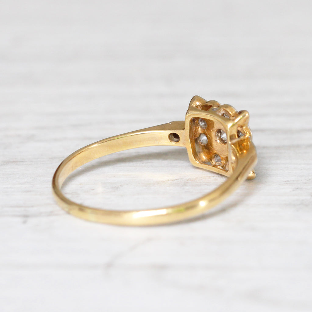 Edwardian 0.19 Carat Diamond Square Cluster Ring