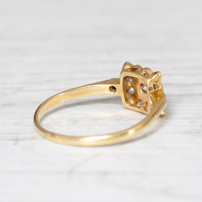 Edwardian 0.19 Carat Diamond Square Cluster Ring