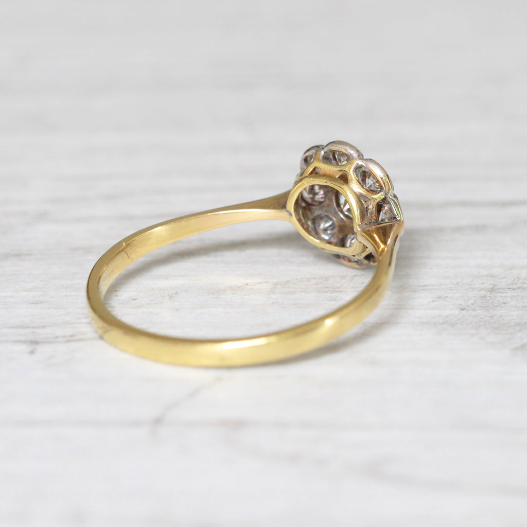 Edwardian 0.42 Carat Old Cut Diamond Daisy Cluster Ring