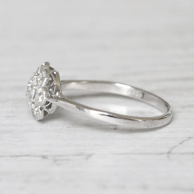 Edwardian 1.20 Carat Old European Cut Diamond Daisy Cluster