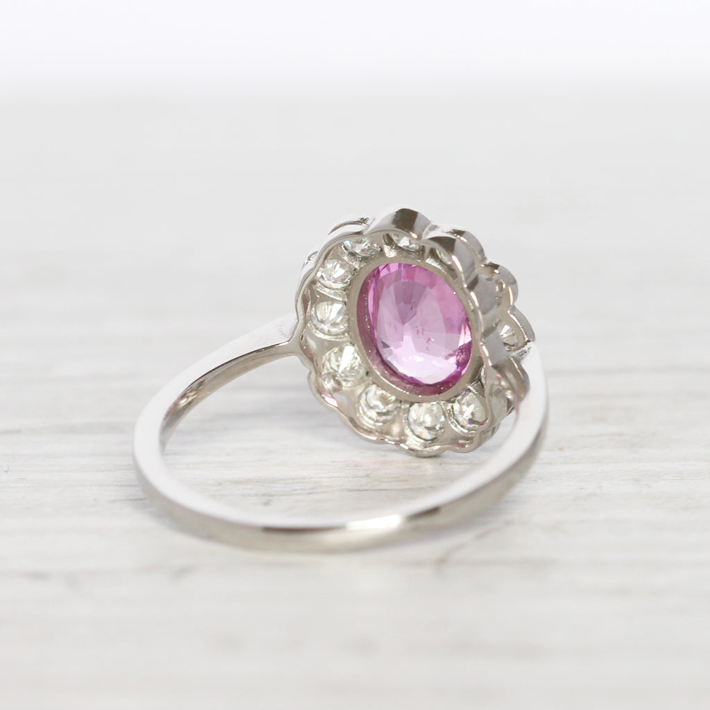 Vintage Style 1.55 Carat Pink Sapphire and Diamond Cluster