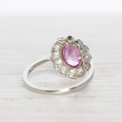 Vintage Style 1.55 Carat Pink Sapphire and Diamond Cluster