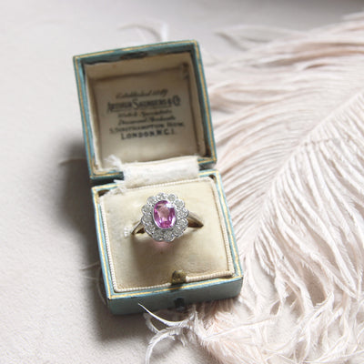 Vintage Style 1.55 Carat Pink Sapphire and Diamond Cluster