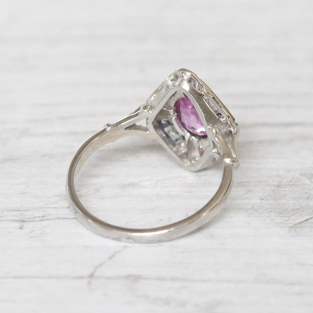 Art Deco Style 0.80 Carat Pink Sapphire and Diamond Cluster