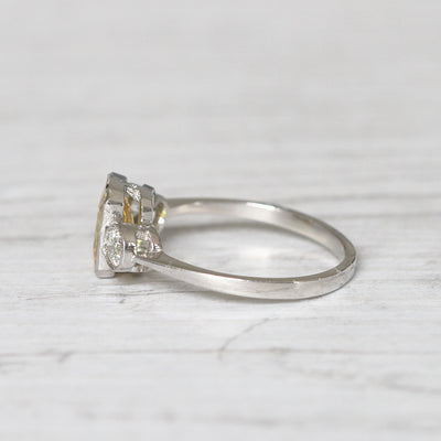 Vintage Style 1.70 Carat Yellow Sapphire and Diamond Three Stone