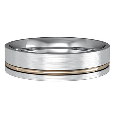 5mm Two-Colour Flat Court Satin Brushed Wedding Band