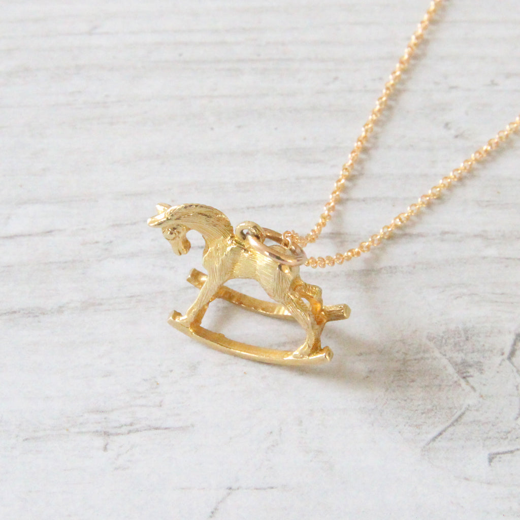 Vintage 9ct Gold Rocking Horse Charm Pendant