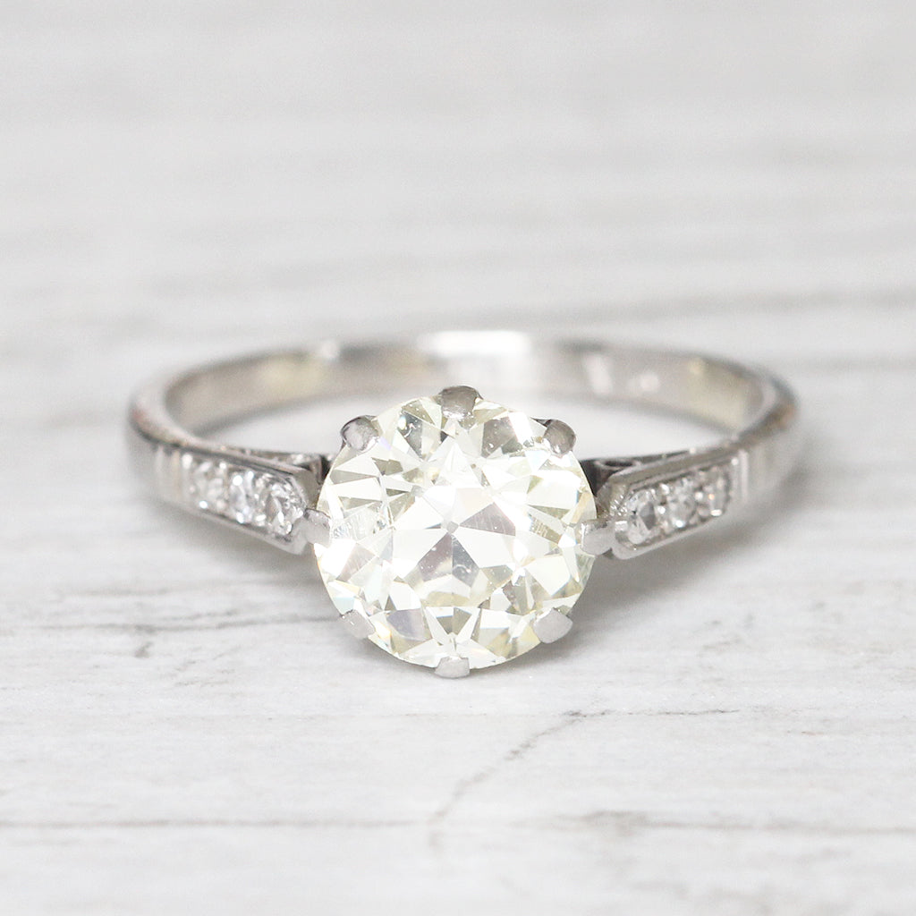 Art Deco 2.15 Carat Old European Cut Diamond Solitaire