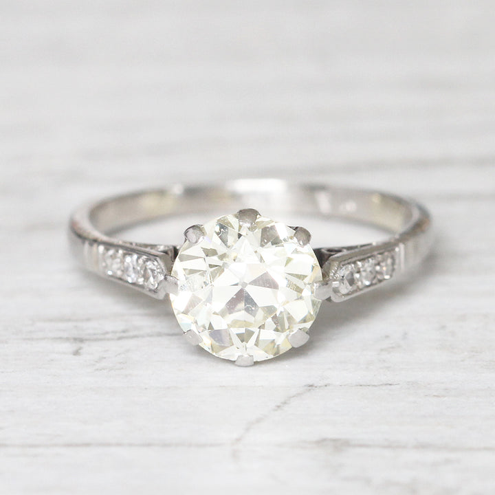 Art Deco 2.15 Carat Old European Cut Diamond Solitaire