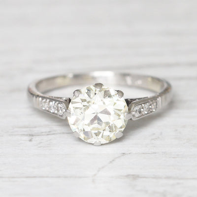 Art Deco 2.15 Carat Old European Cut Diamond Solitaire